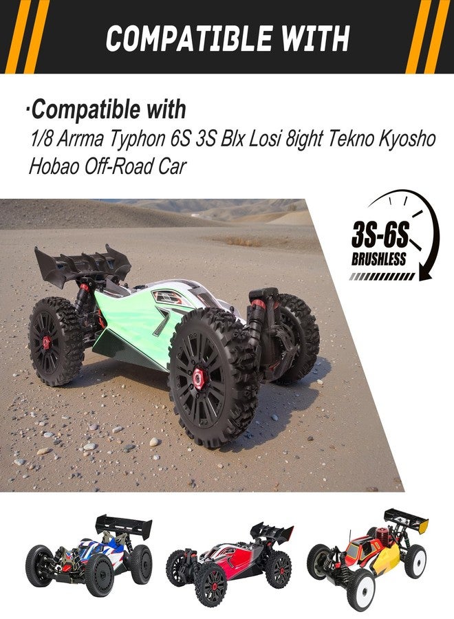 CrazyHobby Pre-Glued RC Buggy Tires & Wheels Rims Set with Foam Inserts for 1/8 Arrma Typhon 6S 3S Blx Losi 8ight Tekno Kyosho Hobao Off-Road Car(4Pcs) - Image 5